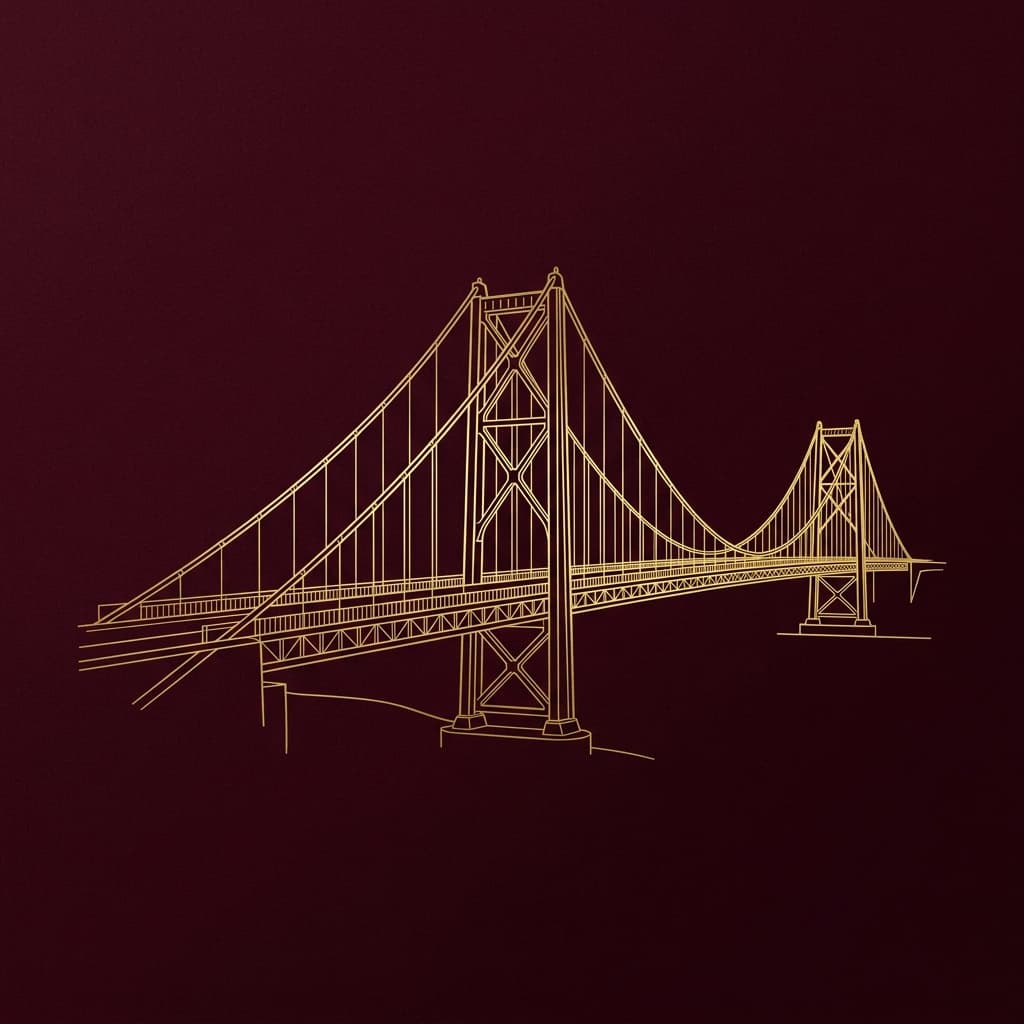 Deir ez-Zor Suspension Bridge Artistic Line Art